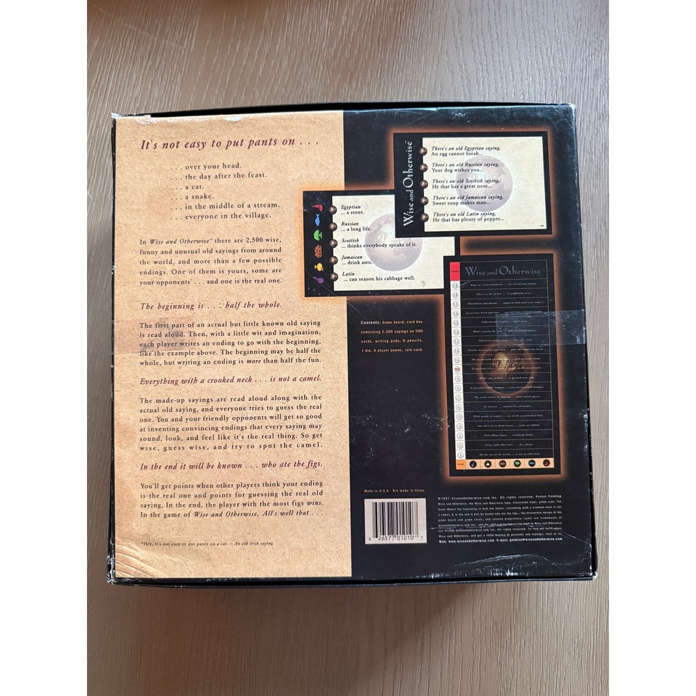 Wise and Otherwise Board Game The Game of Old Sayings 2500 Sayings 2-6 Players - Picture 2 of 3
